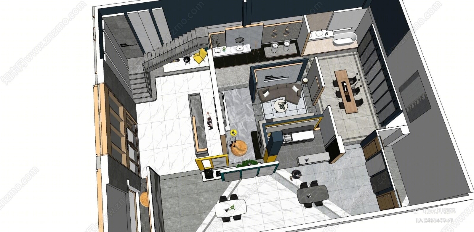 现代陶瓷展厅空间SU模型下载【ID:246846958】