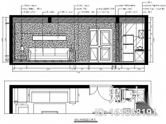 [福州]特色城市住宅区现代简约三居室样板房装修图（含效...cad施工图下载【ID:161868191】