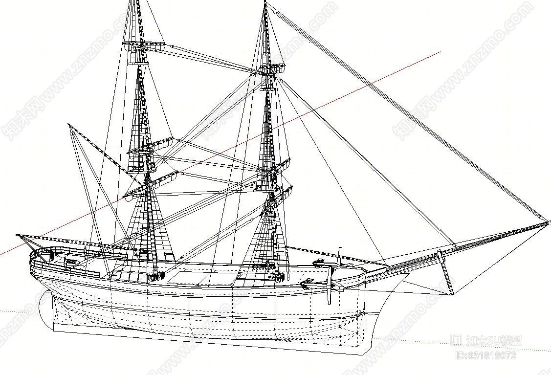 欧式风格货船SU模型下载【ID:651818072】