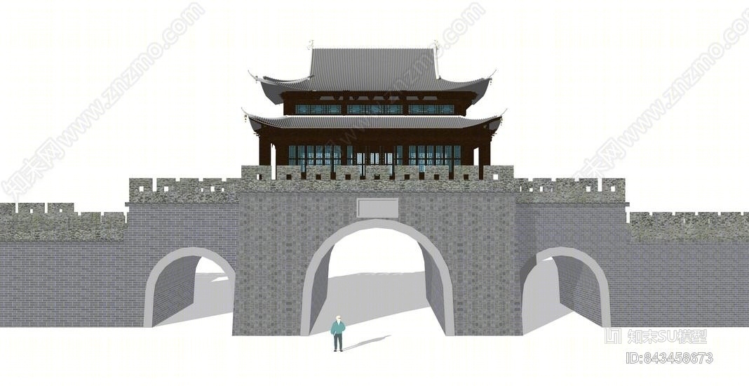 古建城门SU模型下载【ID:843458673】