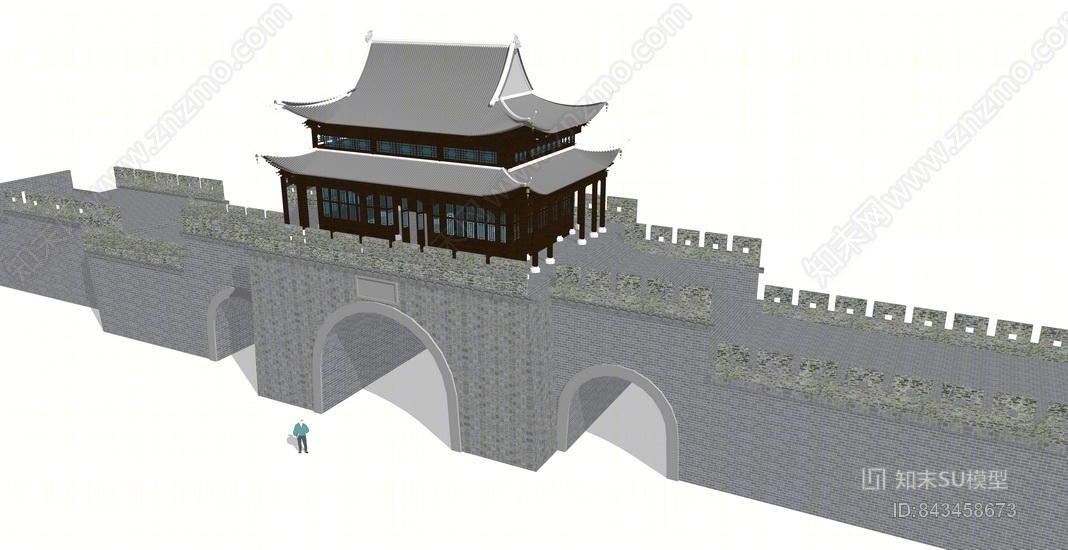 古建城门SU模型下载【ID:843458673】