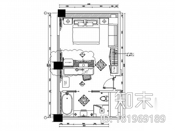 [山东]某奢华大酒店客房D施工图cad施工图下载【ID:161969189】