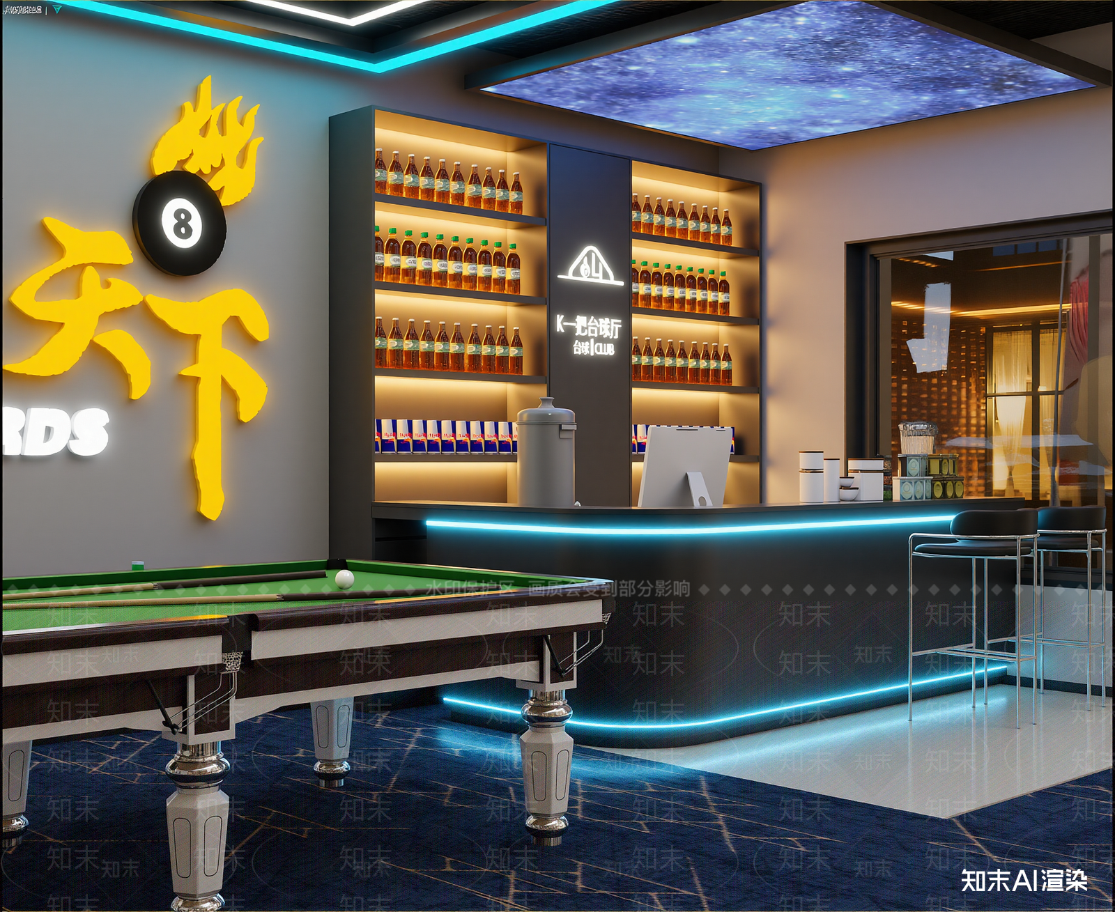 现代台球室3D模型下载【ID:1214354577】