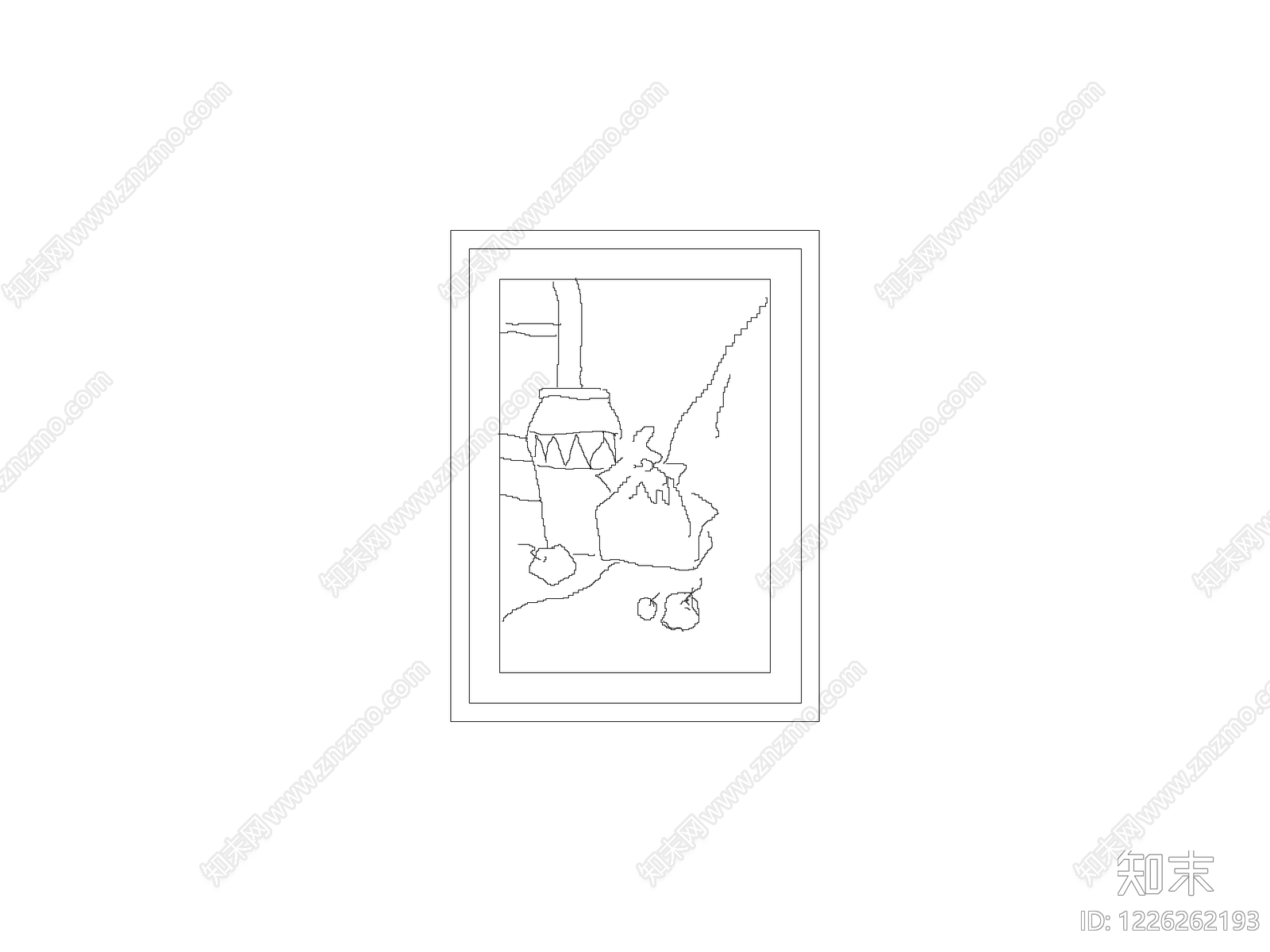 陈设类立面挂画cad施工图下载【ID:1226262193】