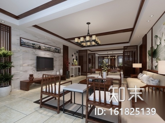 雅致空间新中式风格三居室样板间CAD装修施工图（含效果...cad施工图下载【ID:161825139】