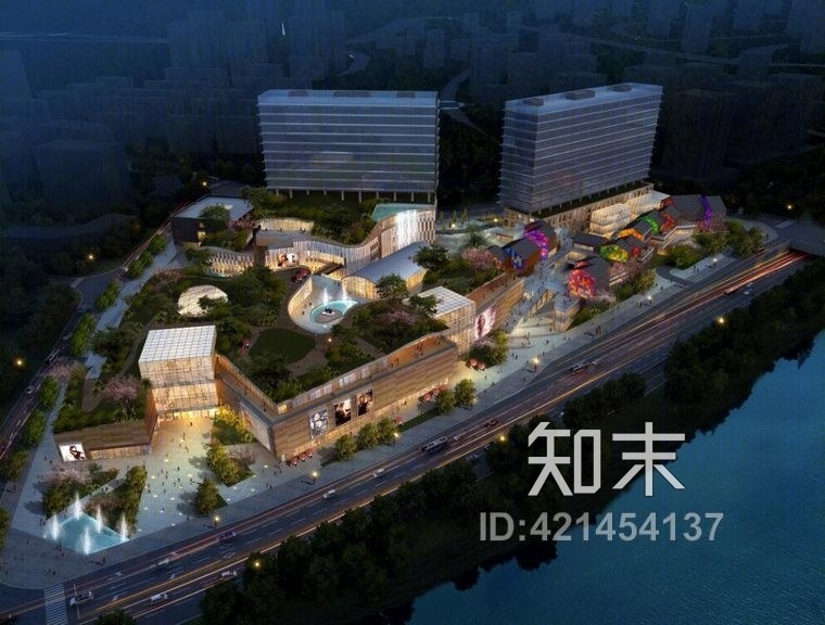 现代办公楼+现代商业综合体SU模型下载【ID:421454137】