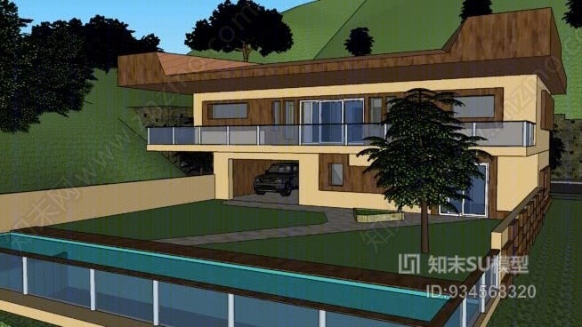 山地现代家居（木风格）SU模型下载【ID:934568320】