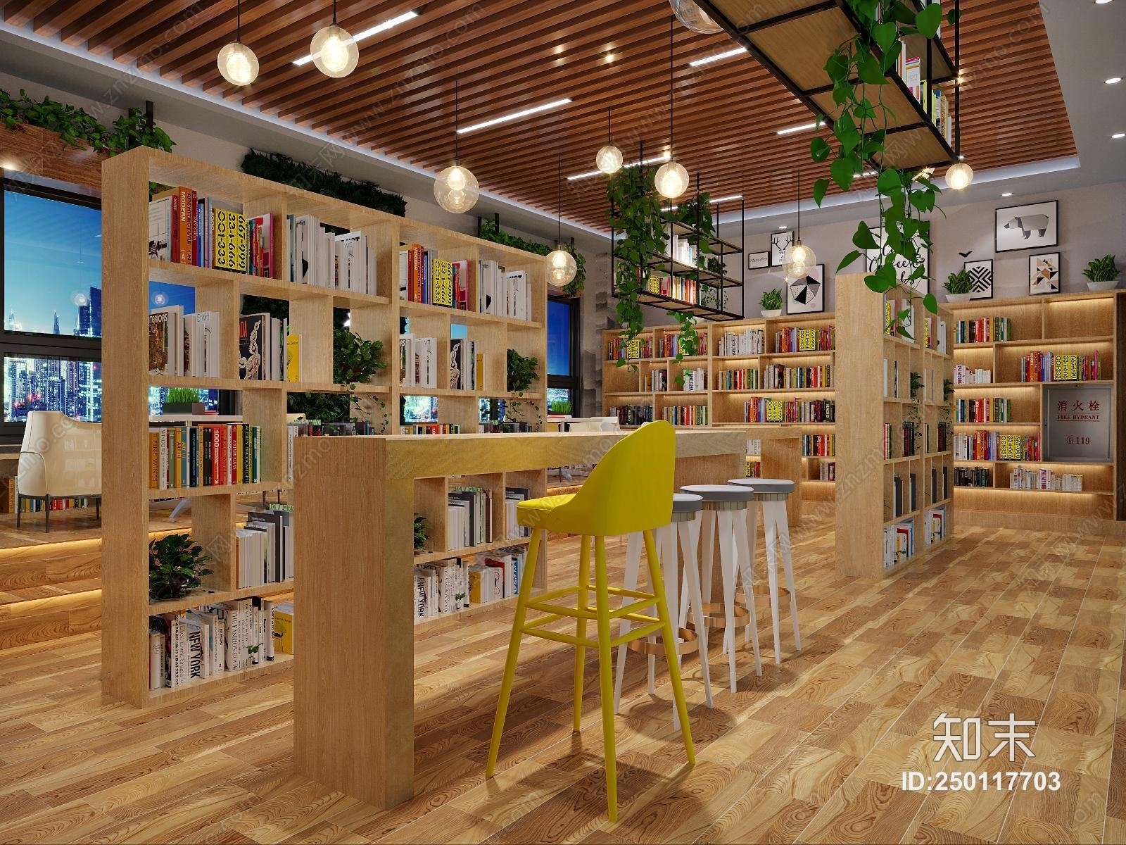 现代休闲书吧3D模型下载【ID:250117703】