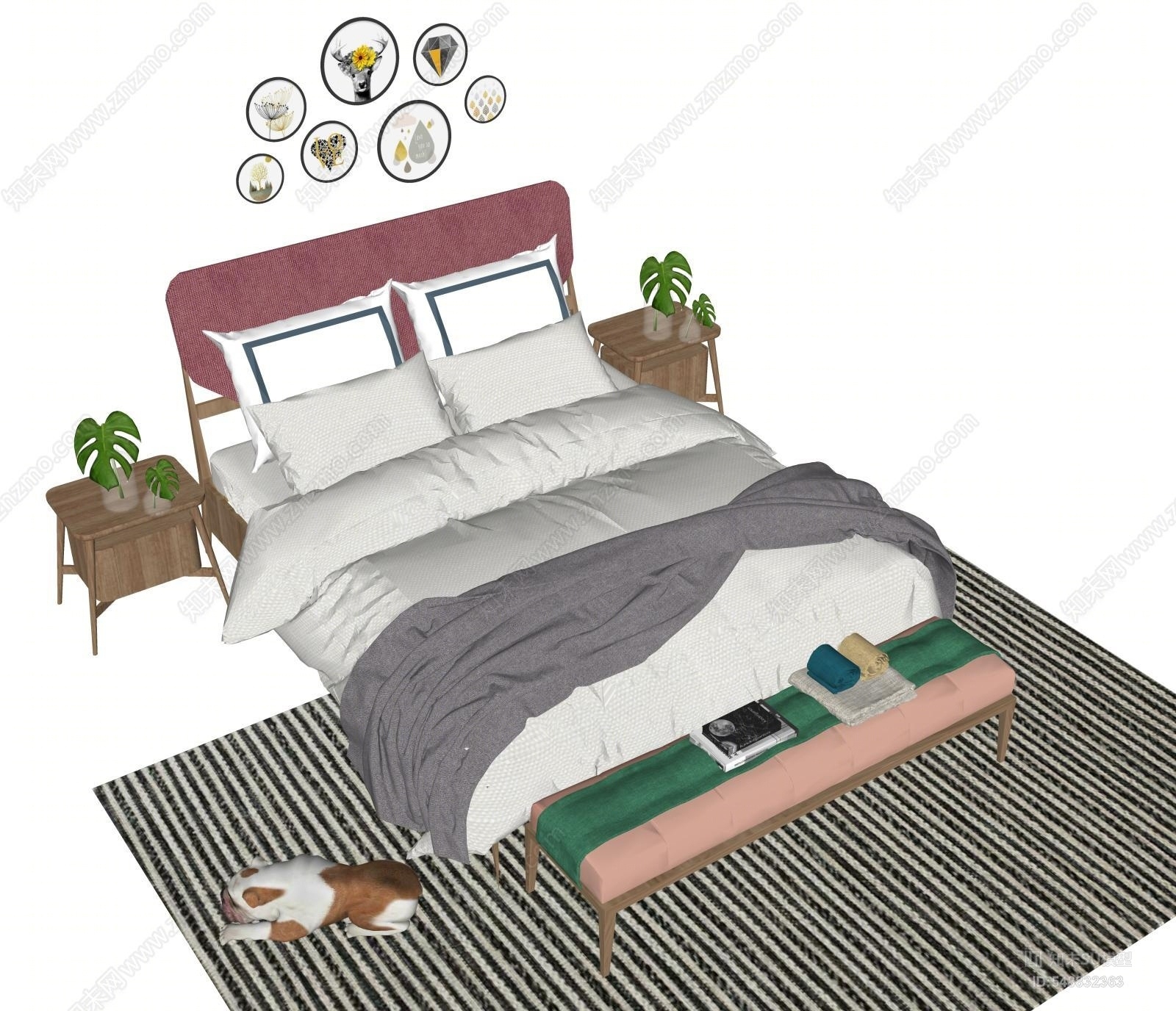 北欧风格儿童床SU模型下载【ID:548832363】