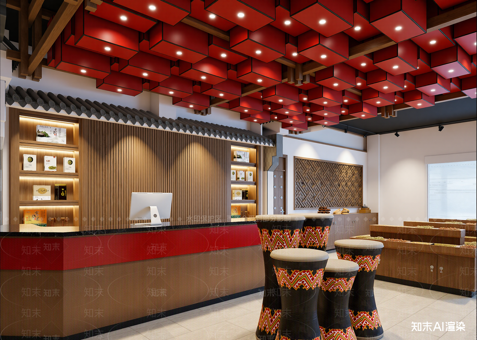 现代茶叶店3D模型下载【ID:1214745524】