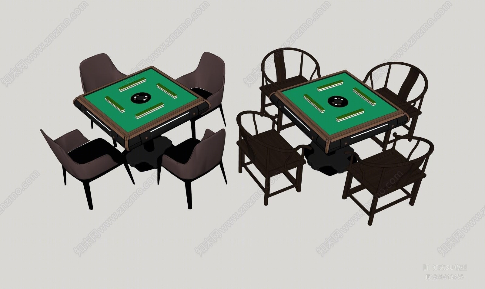 现代麻将桌组合SU模型下载【ID:848012435】