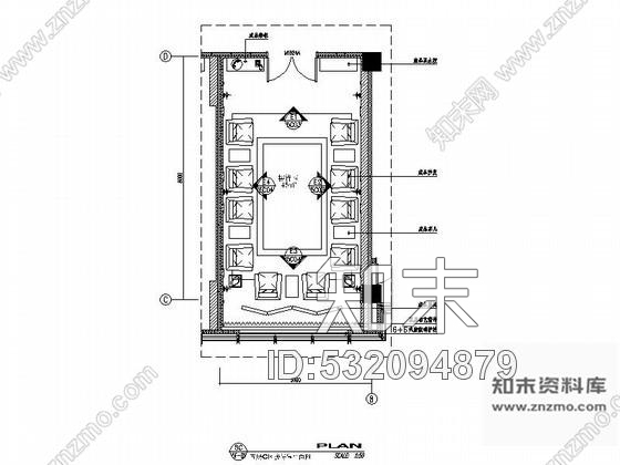 施工图40平方办公楼接待室装修图cad施工图下载【ID:532094879】