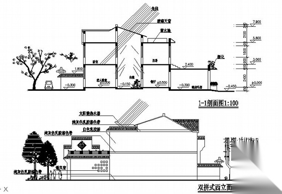 某二层双拼式小康住宅建筑方案图cad施工图下载【ID:165617197】