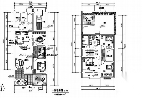 某二层双拼式小康住宅建筑方案图cad施工图下载【ID:165617197】