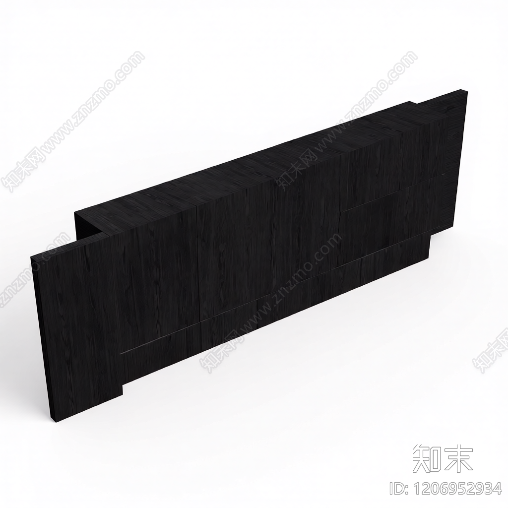 黑木电视墙组件3D模型下载【ID:1206952934】