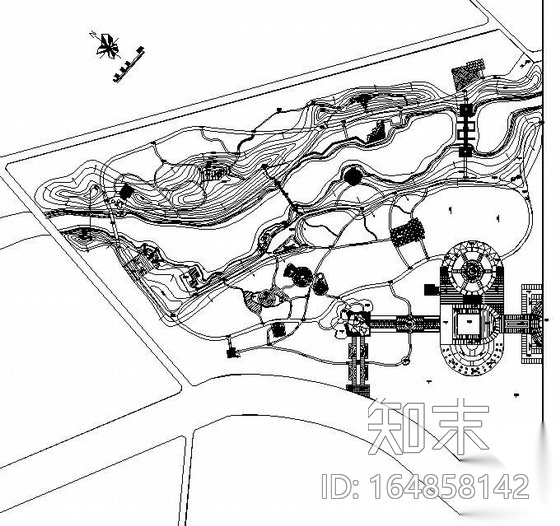 湖北某公园规划总图cad施工图下载【ID:164858142】