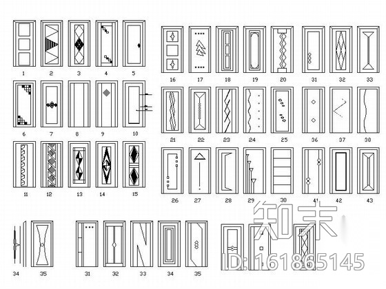 家装各式门立面CAD图块cad施工图下载【ID:161865145】