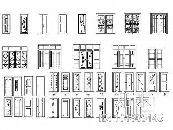 家装各式门立面CAD图块cad施工图下载【ID:161865145】