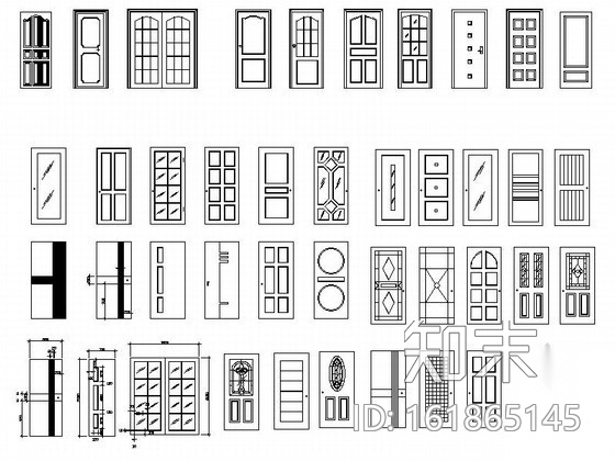 家装各式门立面CAD图块cad施工图下载【ID:161865145】