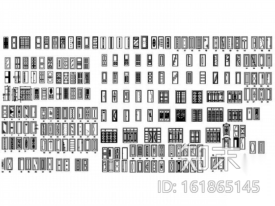 家装各式门立面CAD图块cad施工图下载【ID:161865145】