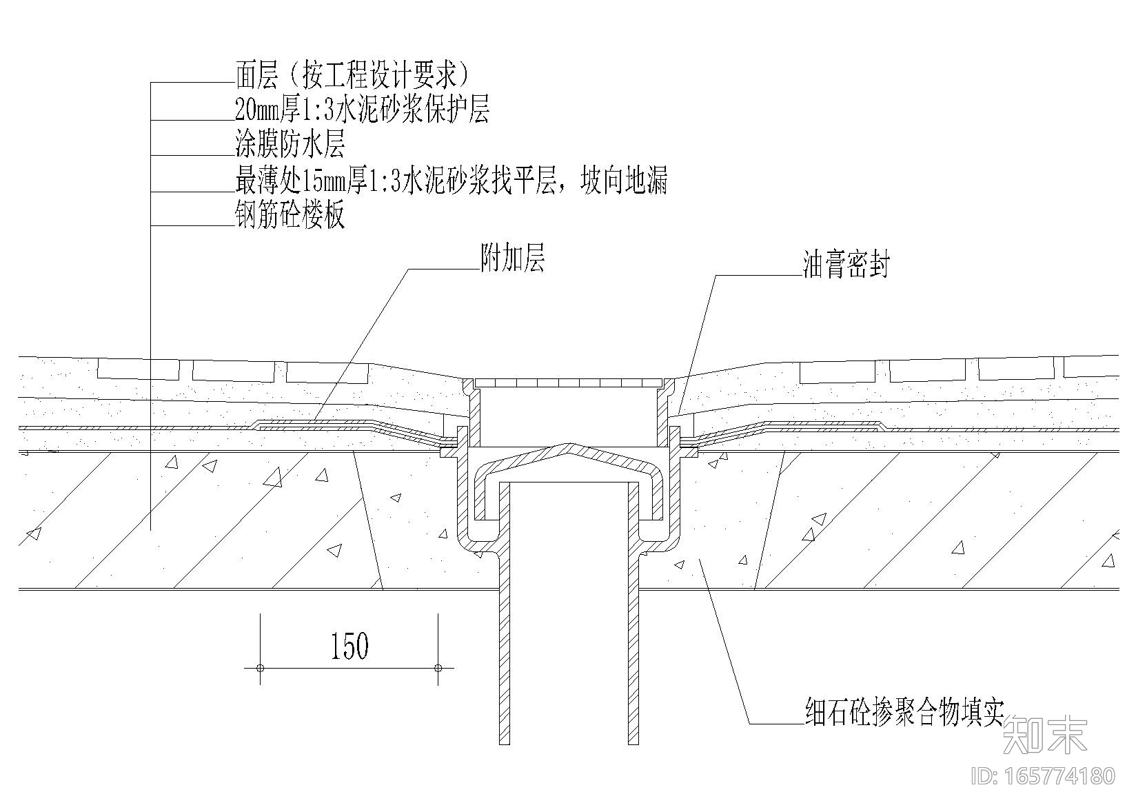 厨厕防水节点（穿板管口，浴缸防水节点等）施工图下载【ID:165774180】