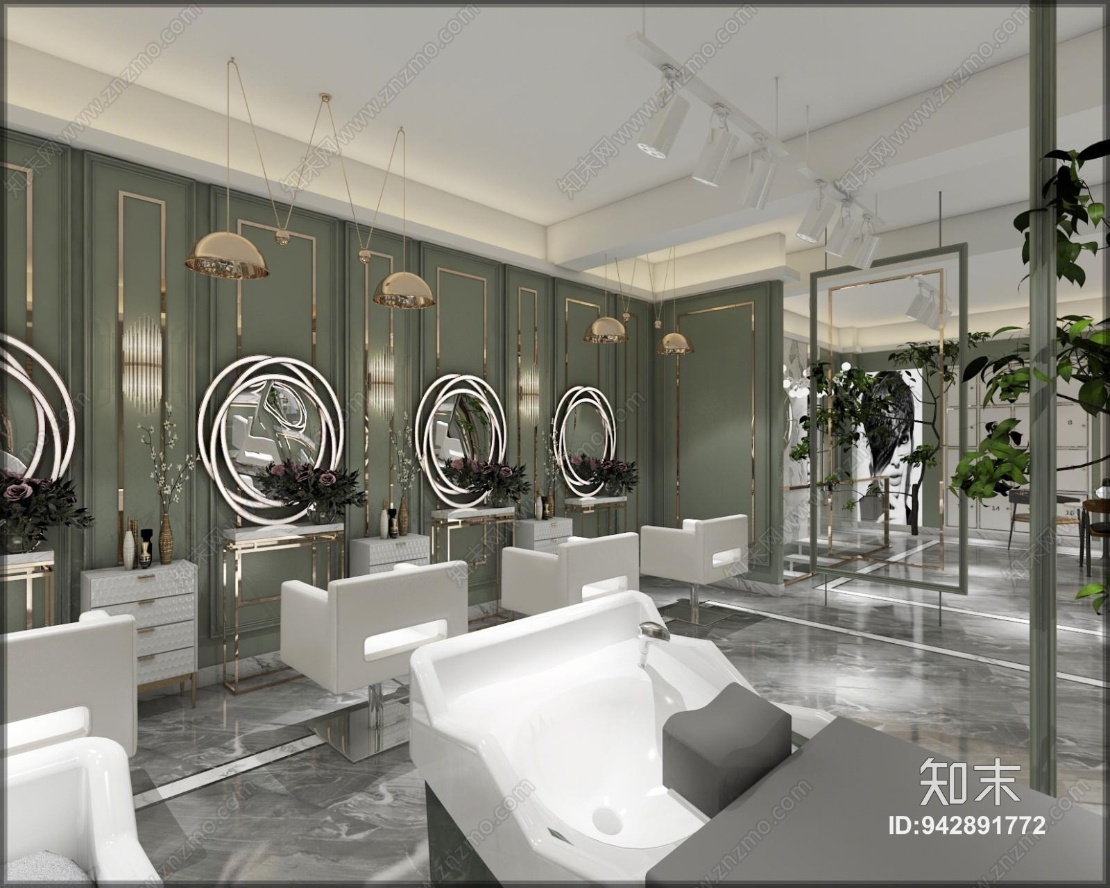新古典美发店3D模型下载【ID:942891772】