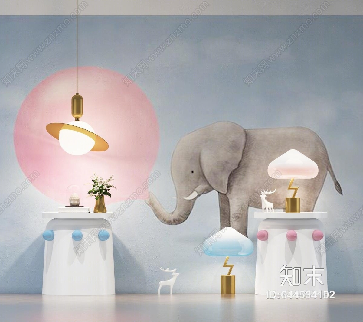 北欧儿童房吊灯台灯3D模型下载【ID:644534102】