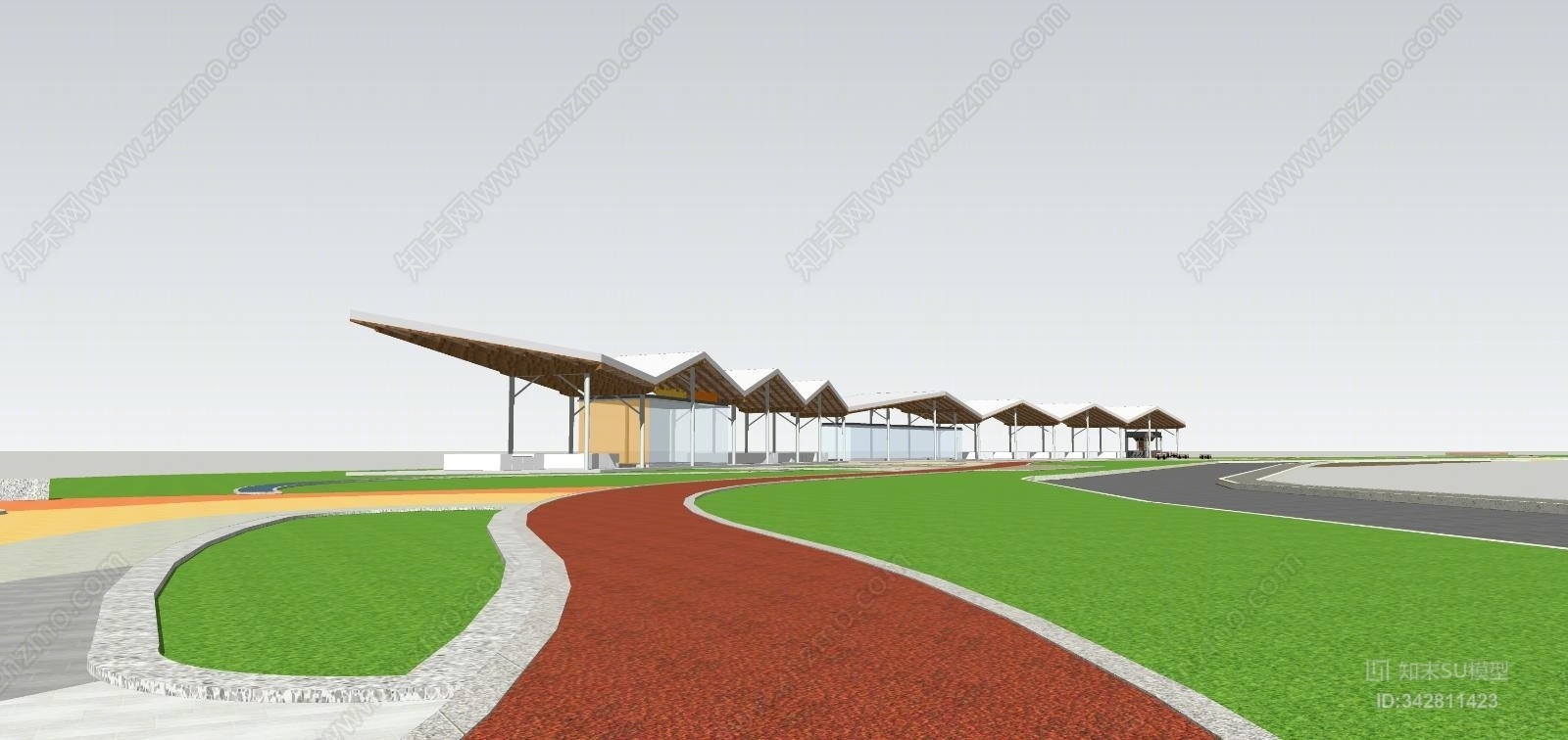现代风格公共建筑SU模型下载【ID:342811423】