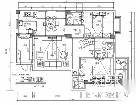 [福建]高端居住区简欧风格两层别墅室内装修施工图cad施工图下载【ID:161851131】