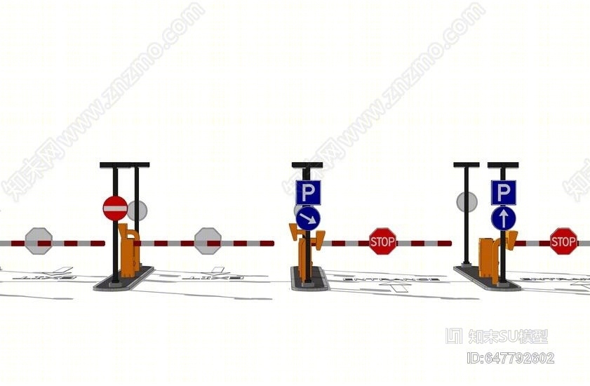 高速路关卡道闸SU模型下载【ID:647792602】