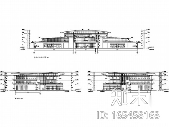 汽车站外幕墙及屋顶钢结构造型施工图cad施工图下载【ID:165458163】