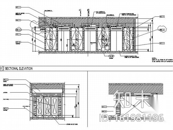 [广州]某国际酒店电梯厅装修图cad施工图下载【ID:161981196】