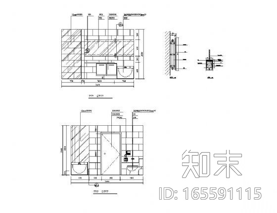 酒店客房洗手间详图cad施工图下载【ID:165591115】