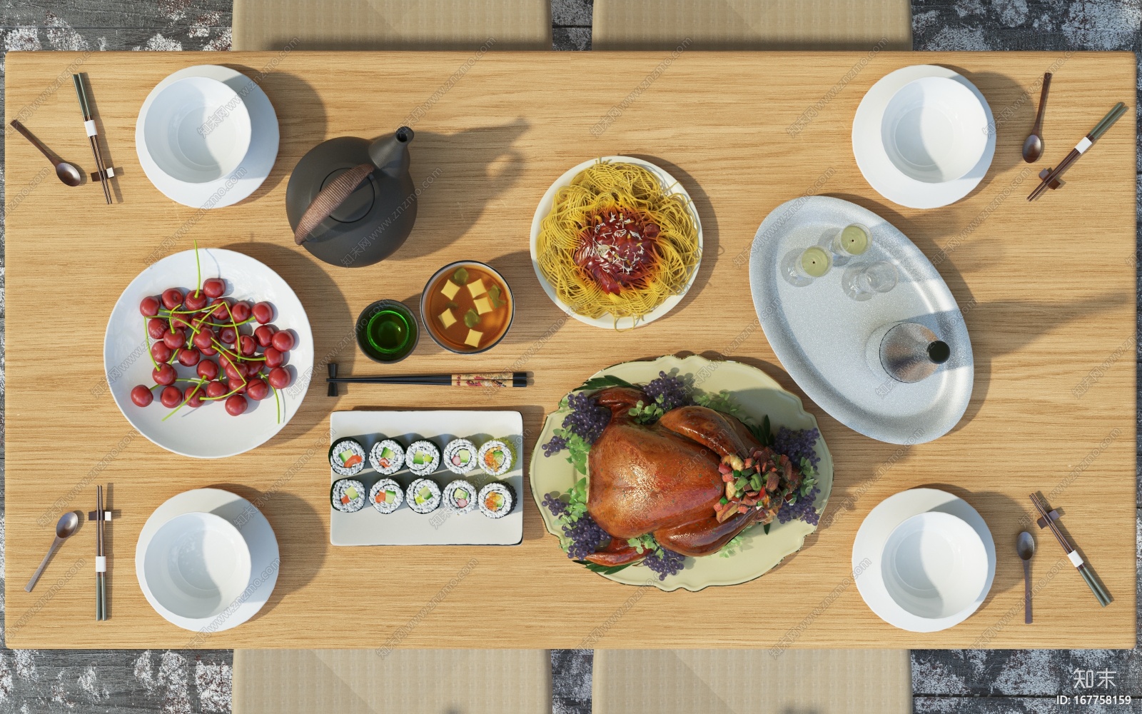 无聊摆的户外写实食物~CG模型下载【ID:167758159】