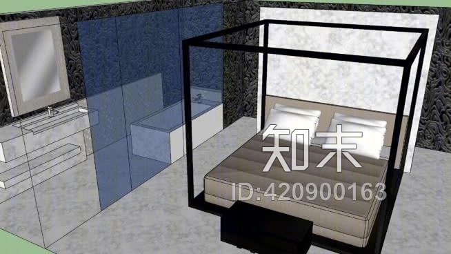 酒店卧室SU模型下载【ID:420900163】