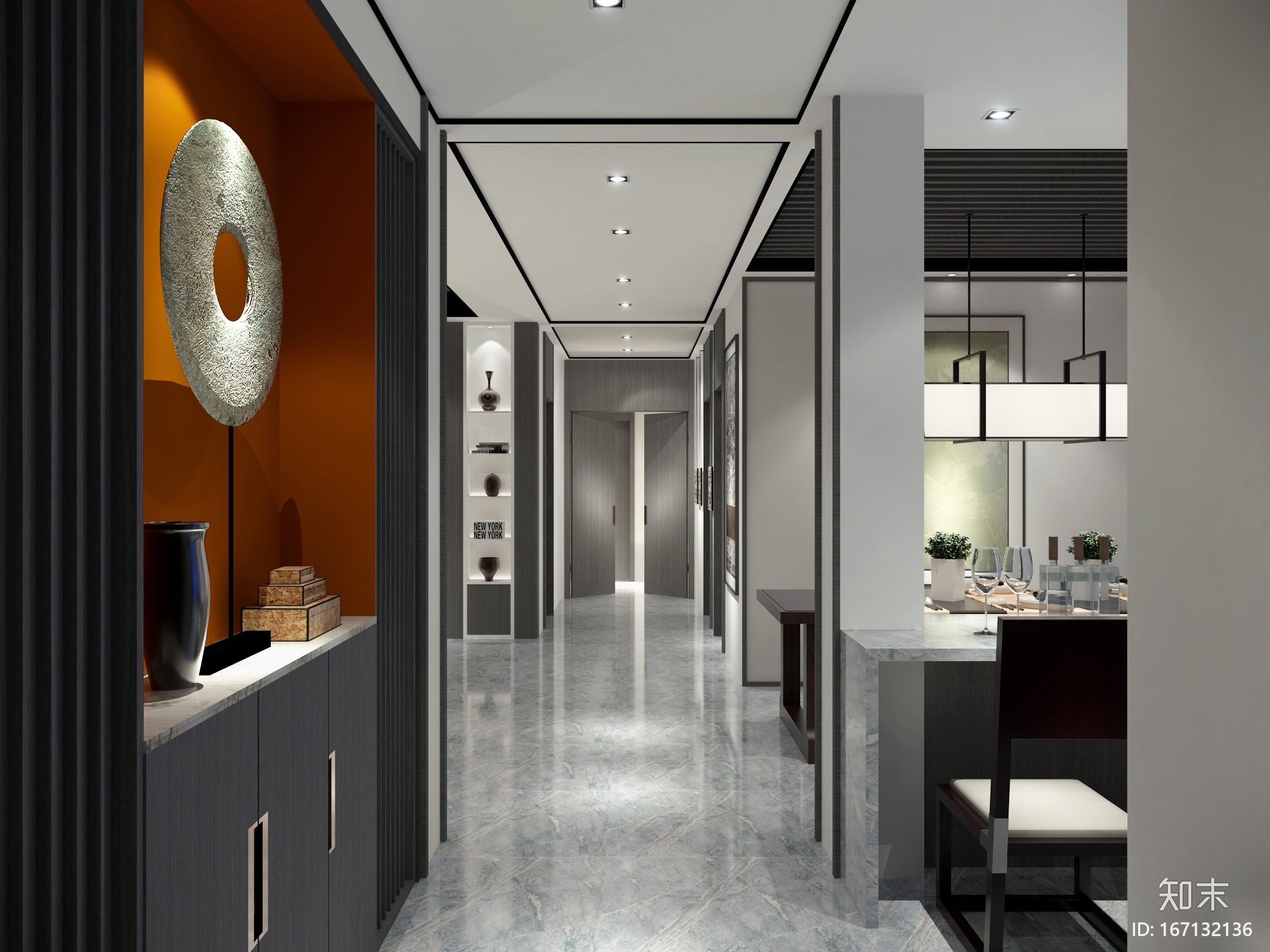 新中式风格四室两厅两卫施工图设计（附3D模型+效果图）施工图下载【ID:167132136】