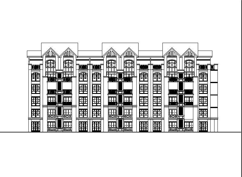 [上海]五层带阁楼花园式洋房建筑施工图cad施工图下载【ID:149778173】