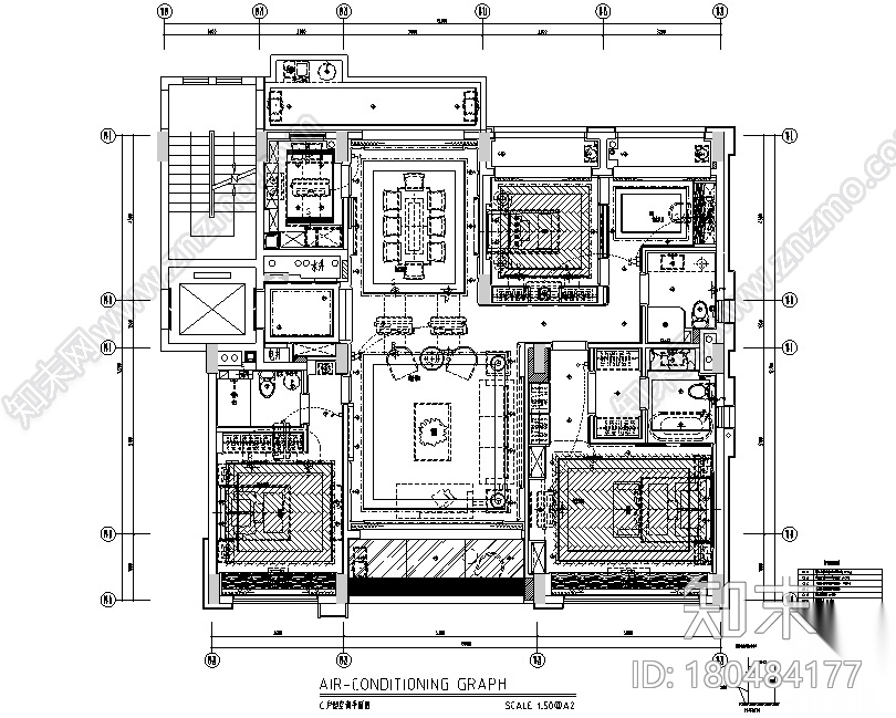 深圳前海时代C户型样板房设计施工图（附效果图）cad施工图下载【ID:180484177】