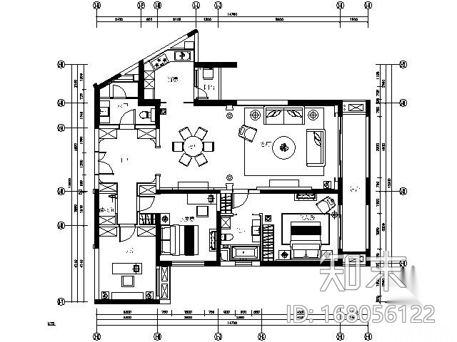 欧式华丽艺术样板房三居室施工图（含效果）cad施工图下载【ID:168056122】