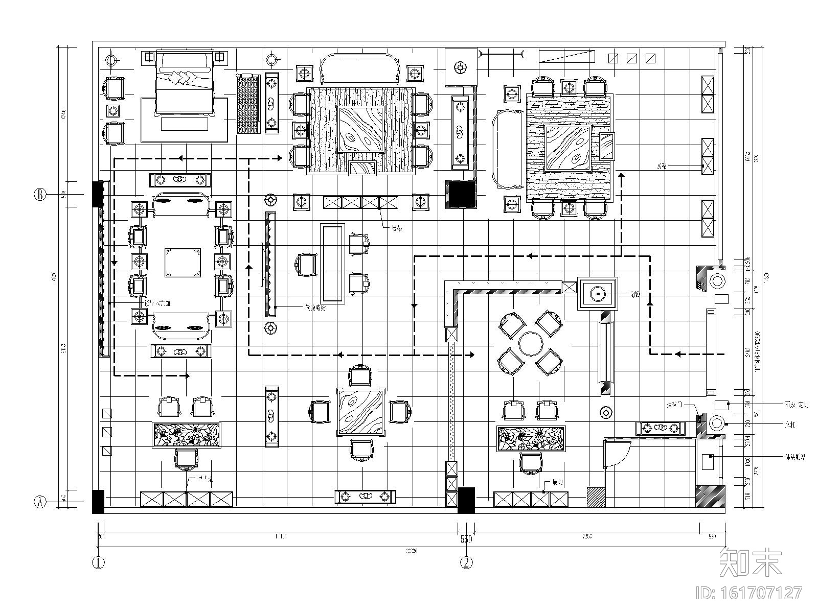 [北京]某中式家具店装修施工图+效果图cad施工图下载【ID:161707127】
