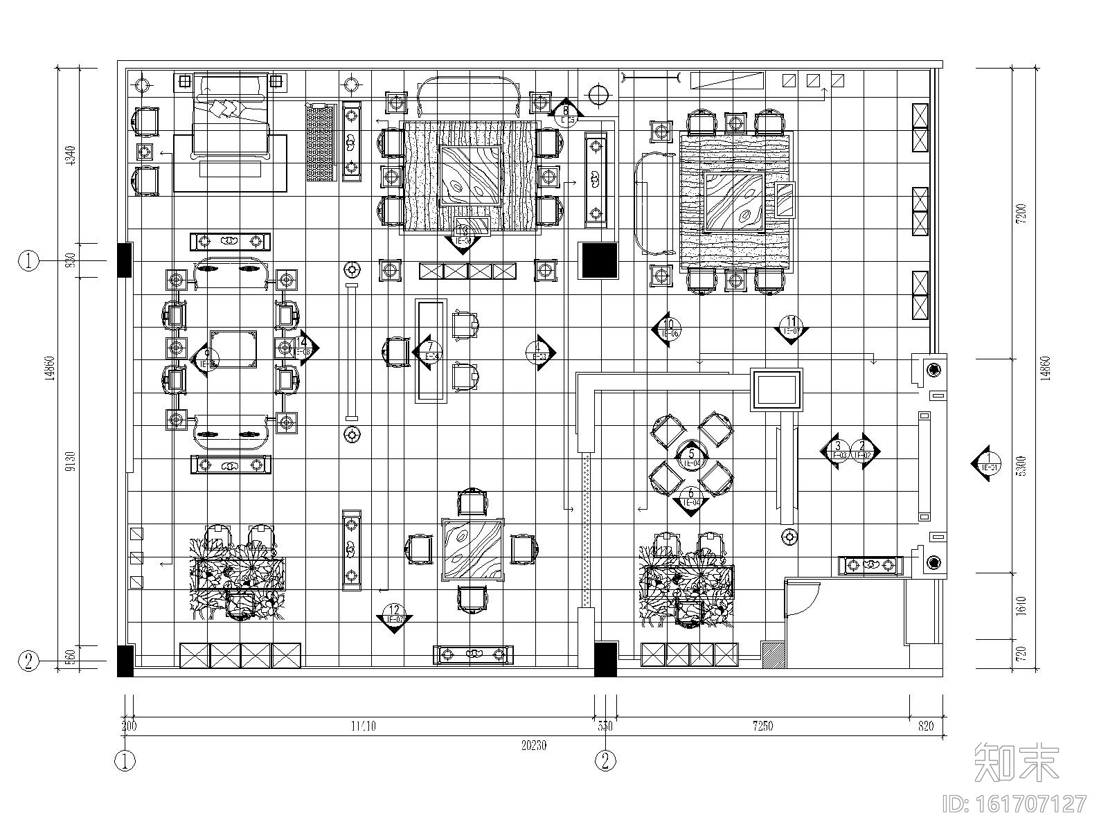 [北京]某中式家具店装修施工图+效果图cad施工图下载【ID:161707127】