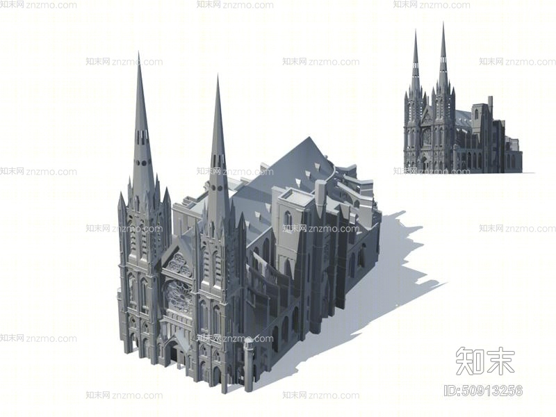 户外欧式建筑503D模型下载【ID:50913256】
