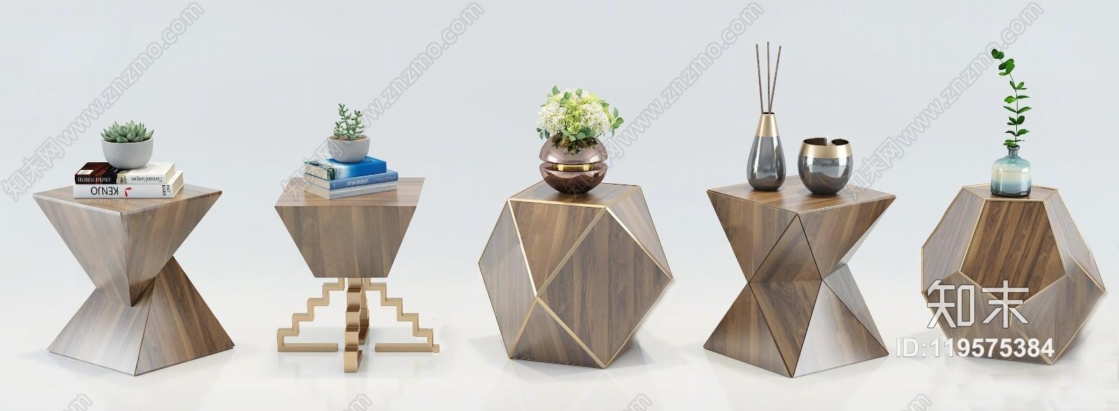 现代角几花瓶摆件组合3D模型下载【ID:119575384】