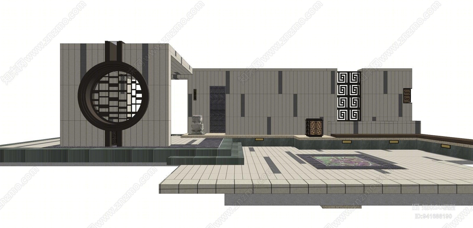 新中式特色入口SU模型下载【ID:941688190】