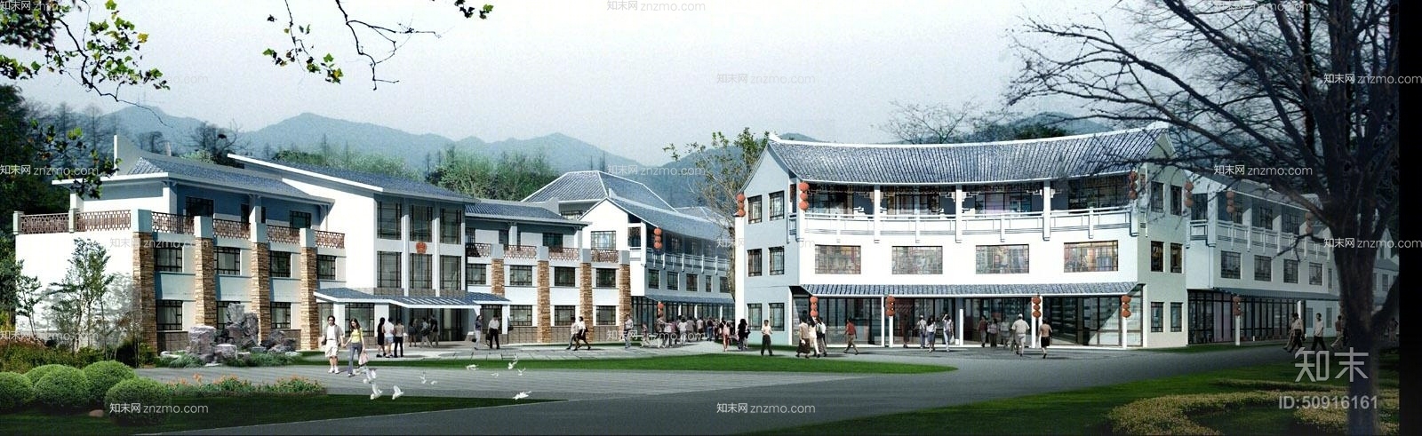 户外中式古建筑883D模型下载【ID:50916161】