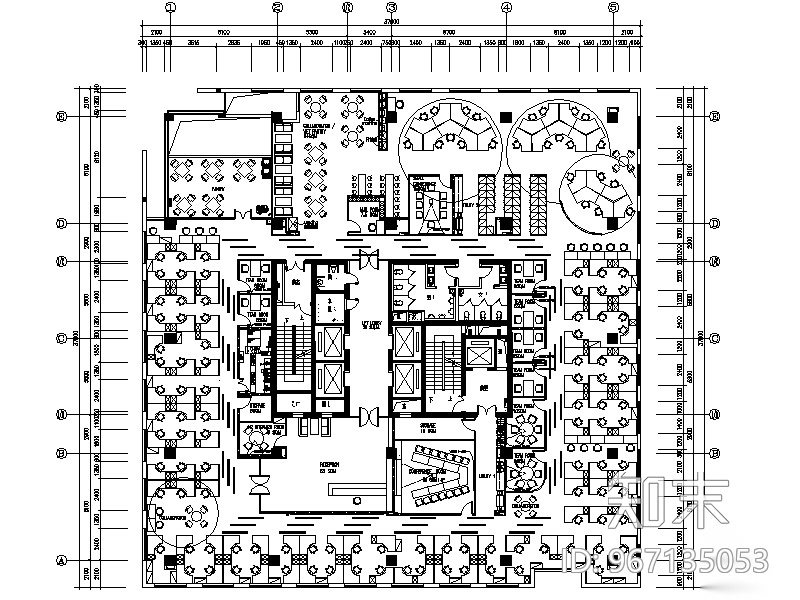 [四川]成都现代风格办公室设计CAD施工图（含效果图）施工图下载【ID:967135053】