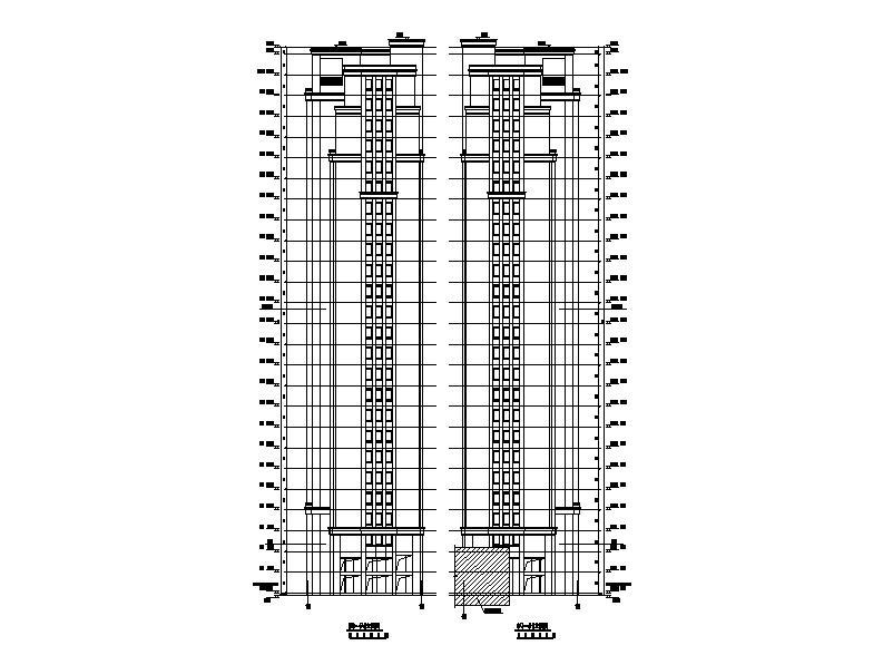[浙江]高层塔式含跃层住宅楼建筑施工图cad施工图下载【ID:149875141】
