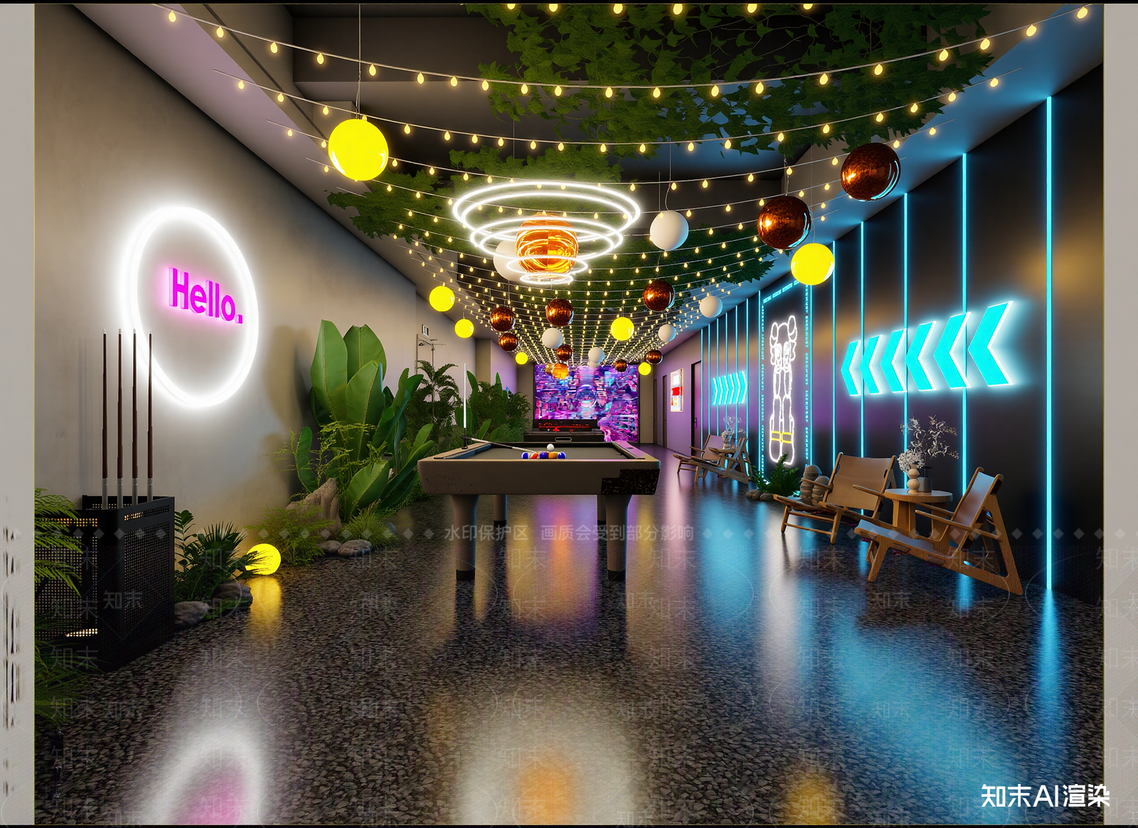 现代台球室3D模型下载【ID:1214266232】