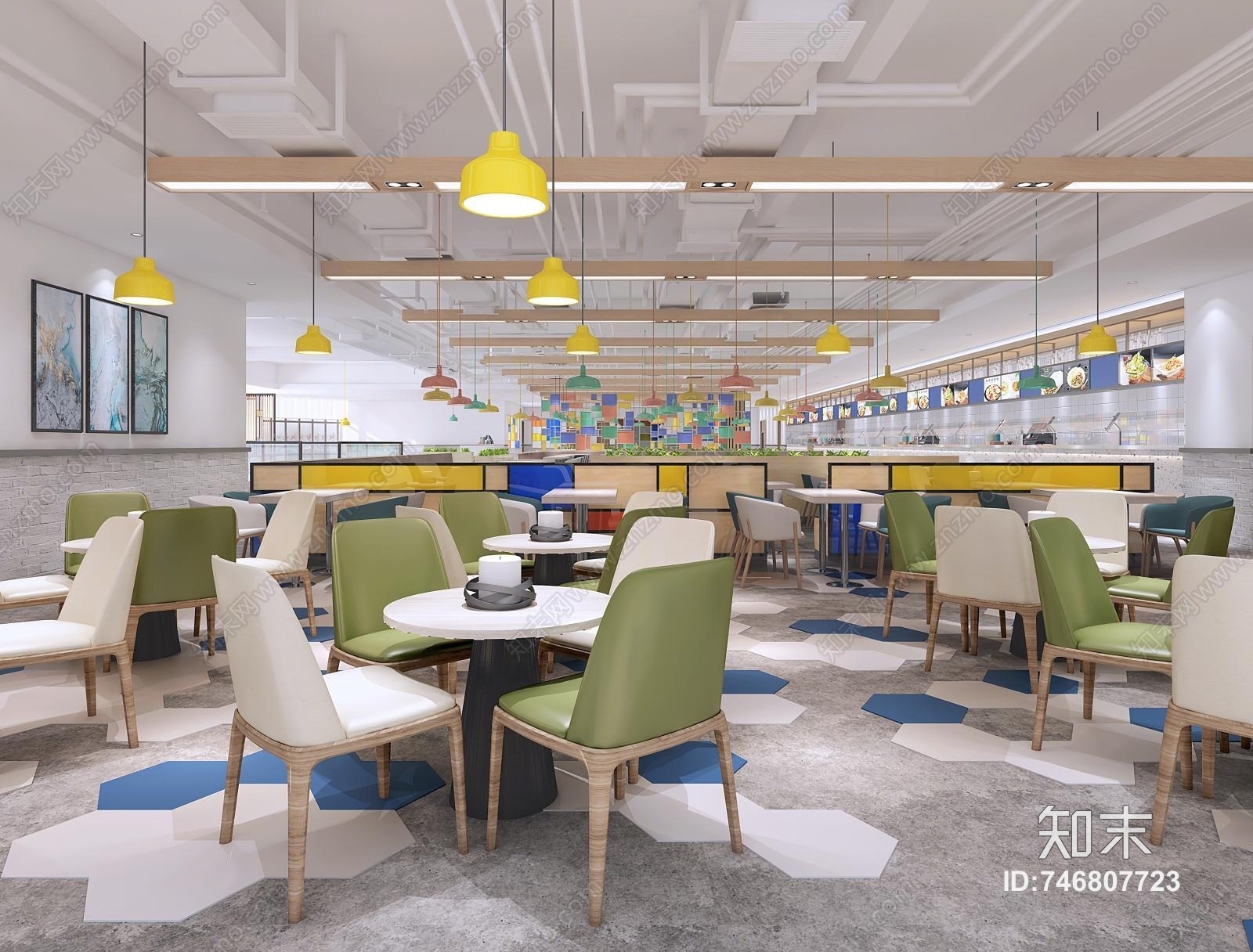 现代风格食堂3D模型下载【ID:746807723】