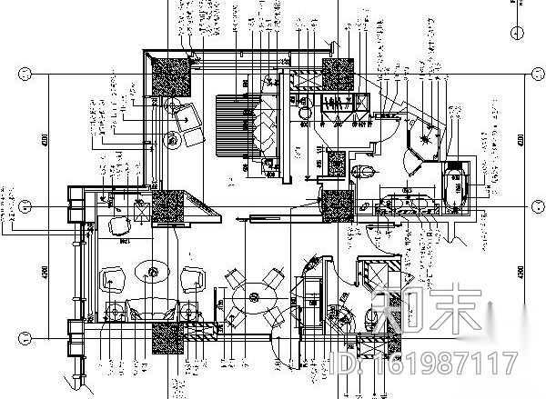 酒店行政单人套间连通房装修图cad施工图下载【ID:161987117】